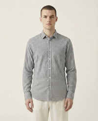 White Checkered Linen Blend Shirt
