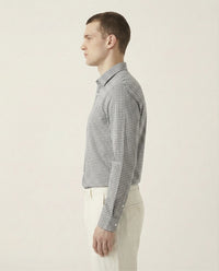 White Checkered Linen Blend Shirt