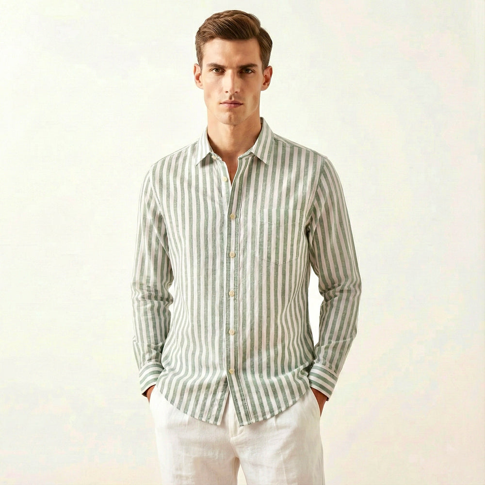 Green Striped Cotton Shirt