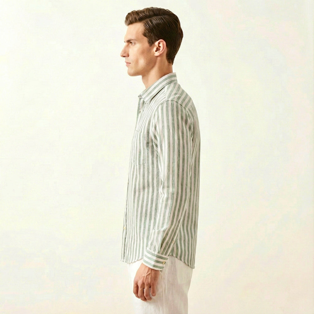 Green Striped Cotton Shirt