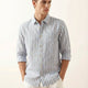 Grey Striped Linen Blend Shirt