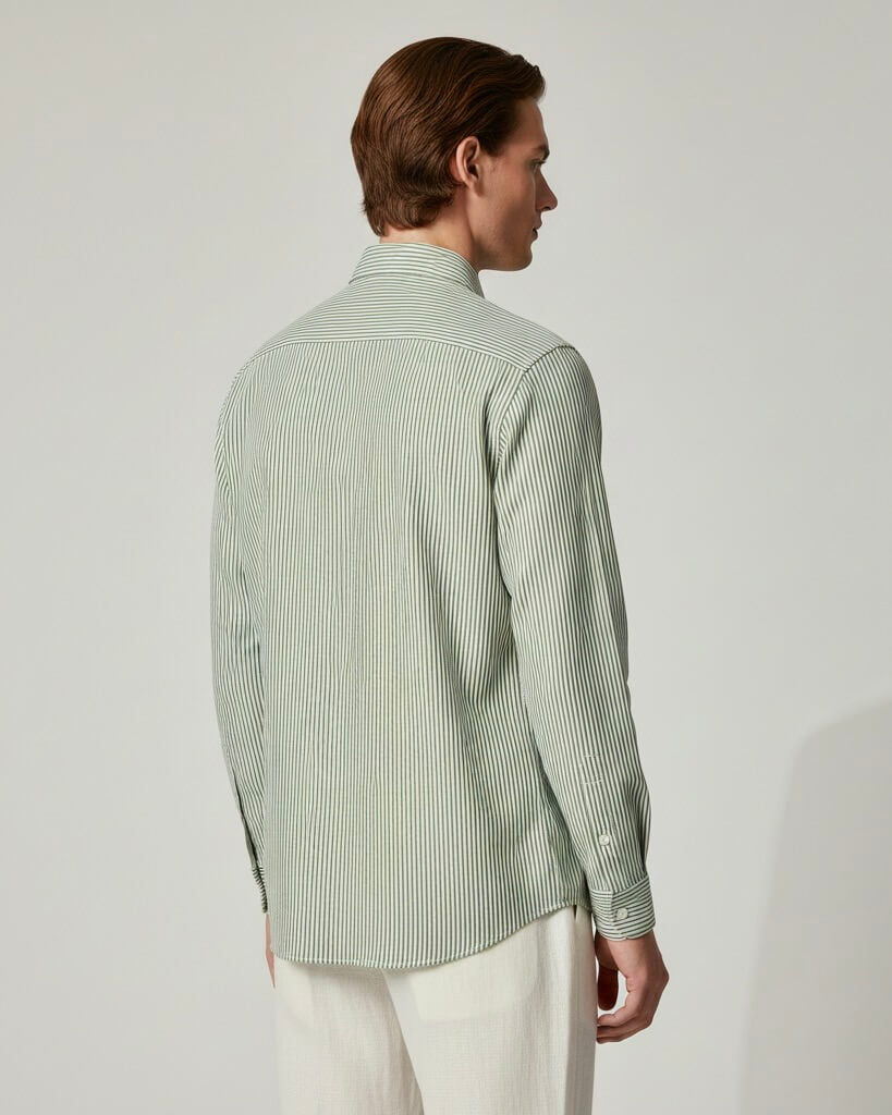 Green Striped Pure Cotton Shirt