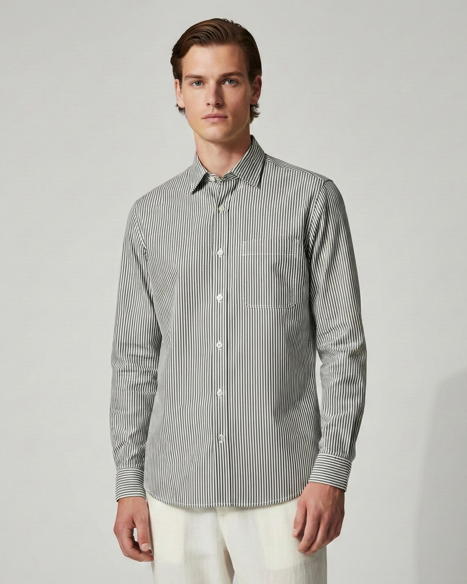 Black Fine Striped Cotton Shirt