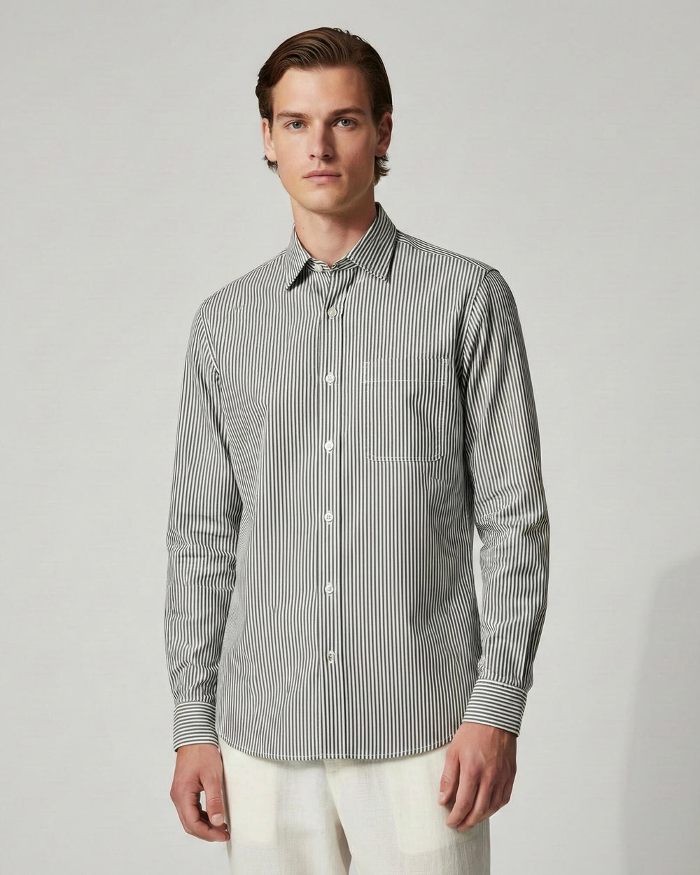 Black Fine Striped Cotton Shirt