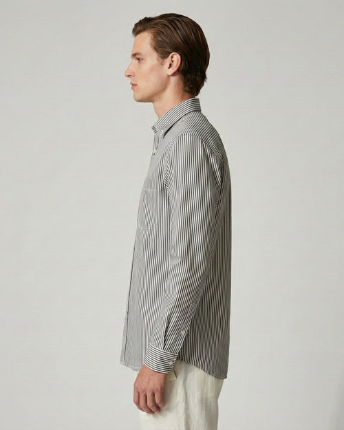 Black Fine Striped Cotton Shirt