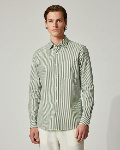 Green Striped Cotton Shirt