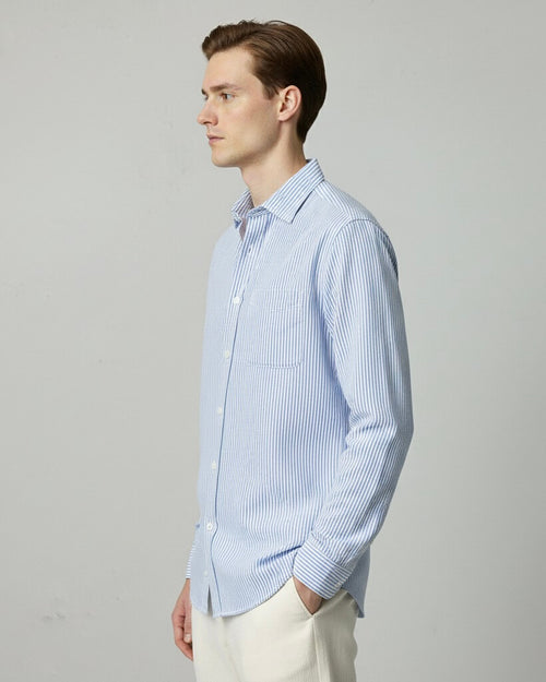 Blue & White Striped Cotton Shirt