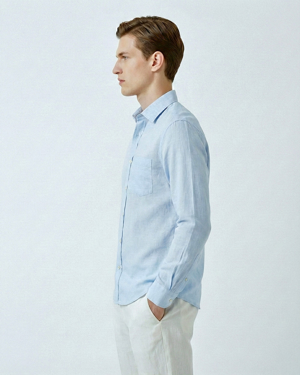 Light Blue Linen Blend Shirt