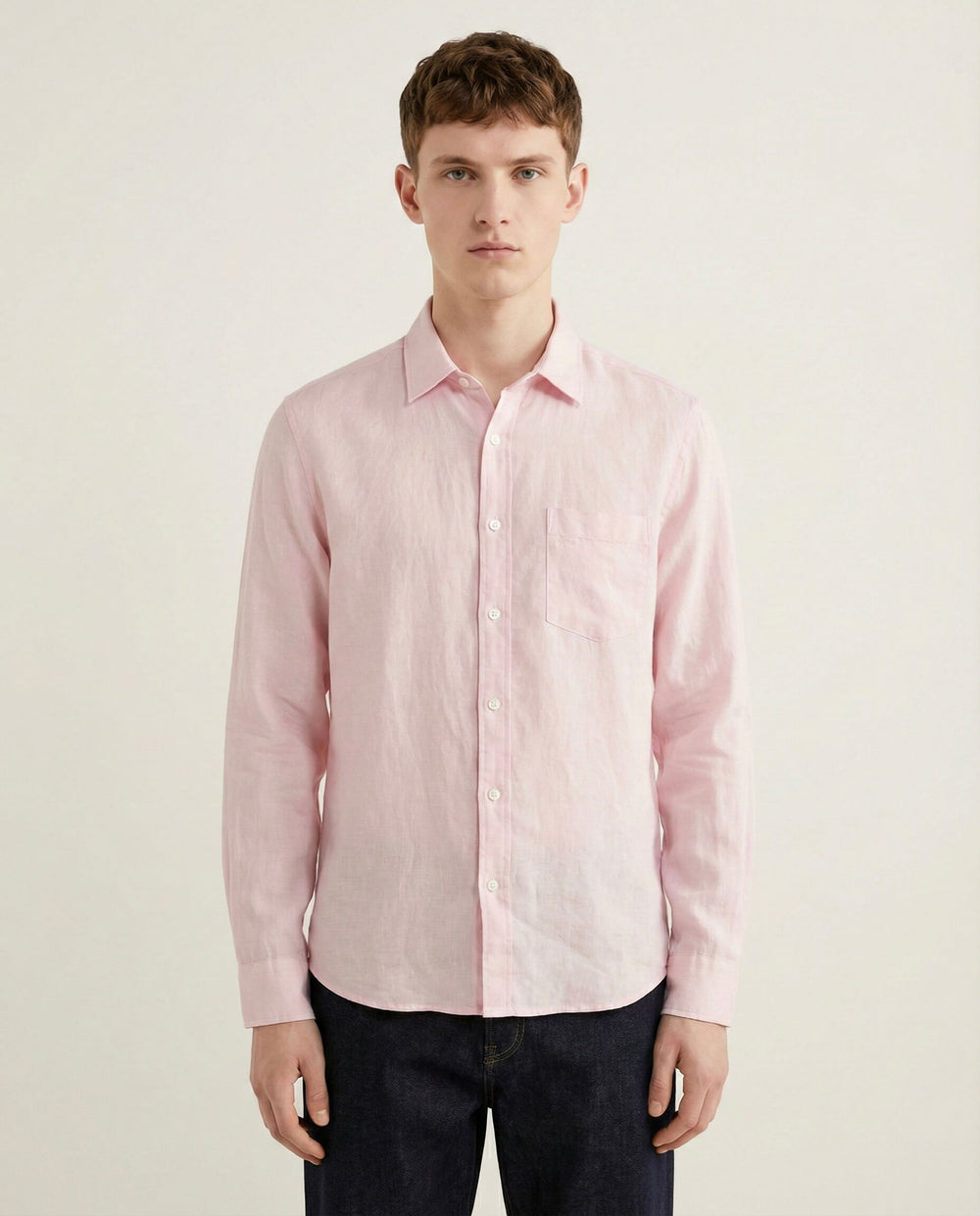 Pink & White Linen Blend Shirt