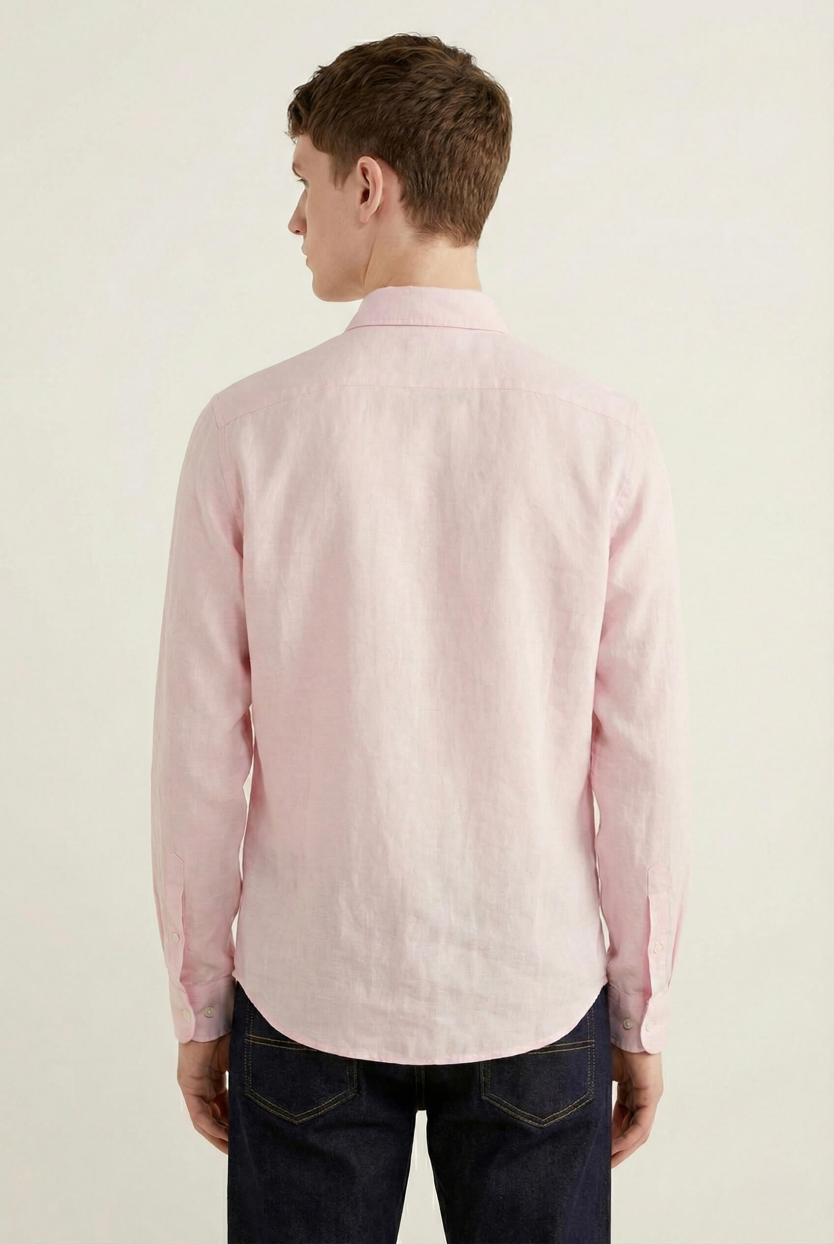 Pink Solid Linen Blend Shirt