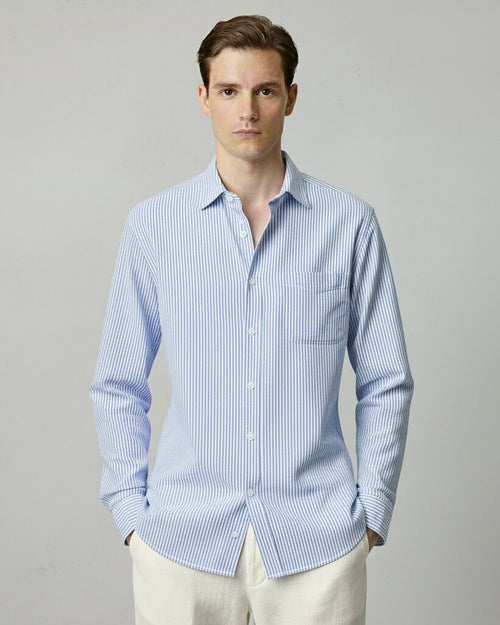 Blue & White Striped Cotton Shirt