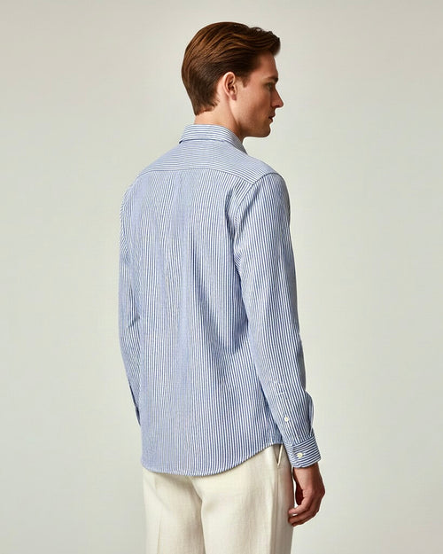 Blue & White Striped Cotton Shirt