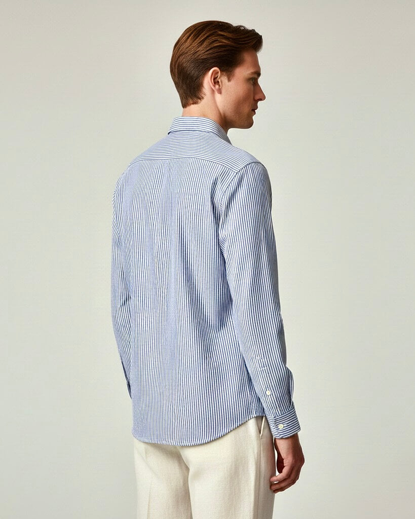 Blue & White Striped Cotton Shirt