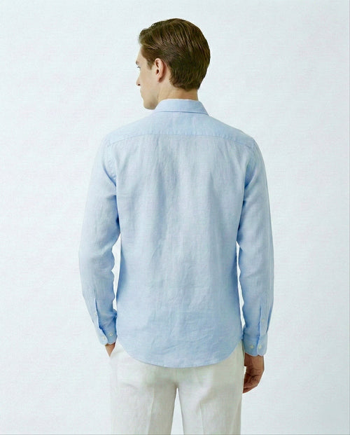 Light Blue Linen Blend Shirt