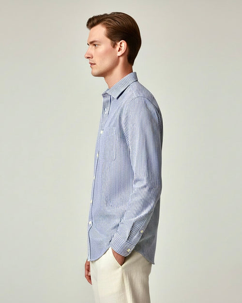 Blue & White Striped Cotton Shirt