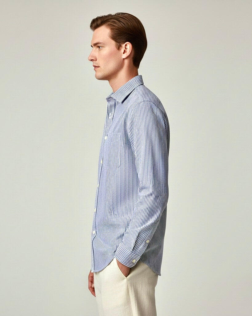 Blue & White Striped Cotton Shirt