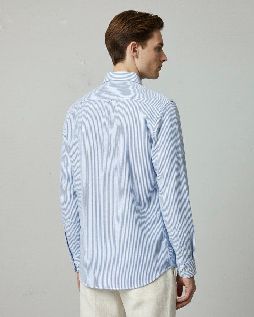 Blue & White Striped Cotton Shirt