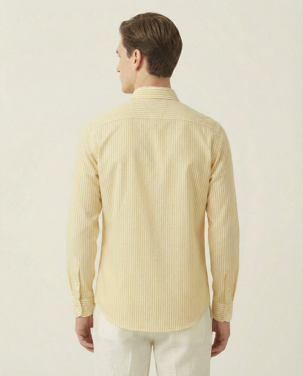 Yellow & White Striped Cotton Shirt