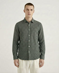 Green Checkered Linen Blend Shirt