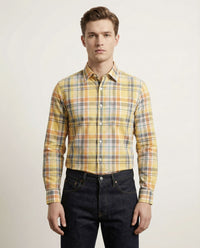 Yellow Checkered Cotton Shirt