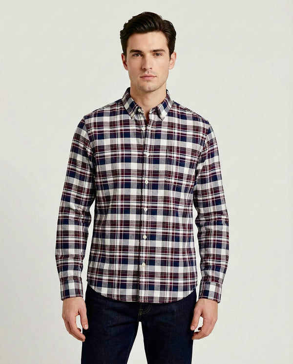 Black Majenta Checkered Cotton Shirt