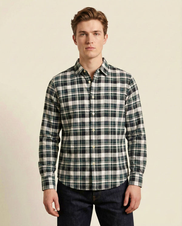 Green & Black Checkered Cotton Shirt