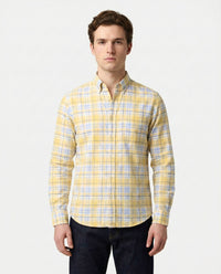 Yellow-Blue Checkered Pure Cotton Shirt