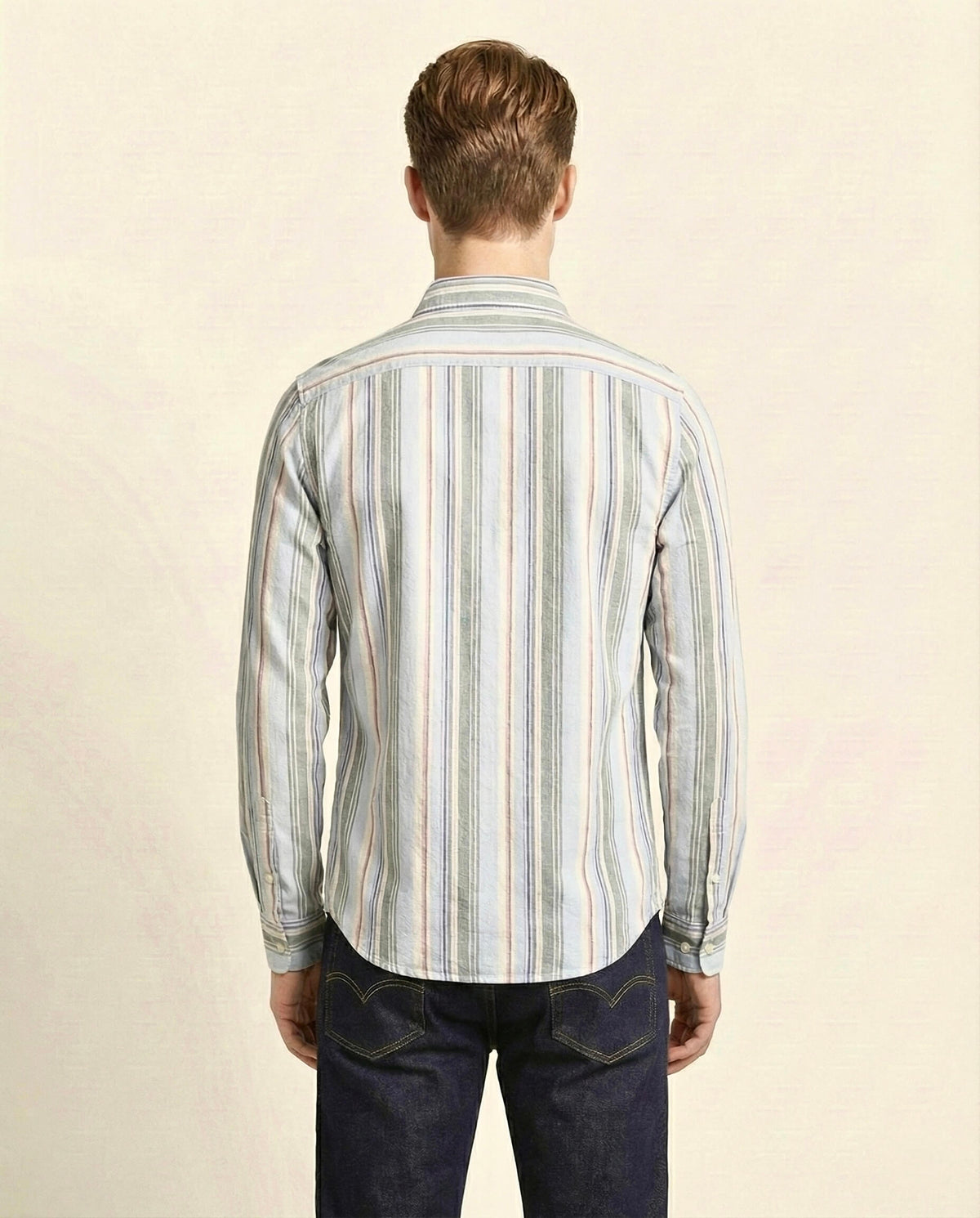 Green blue Striped Cotton Shirt