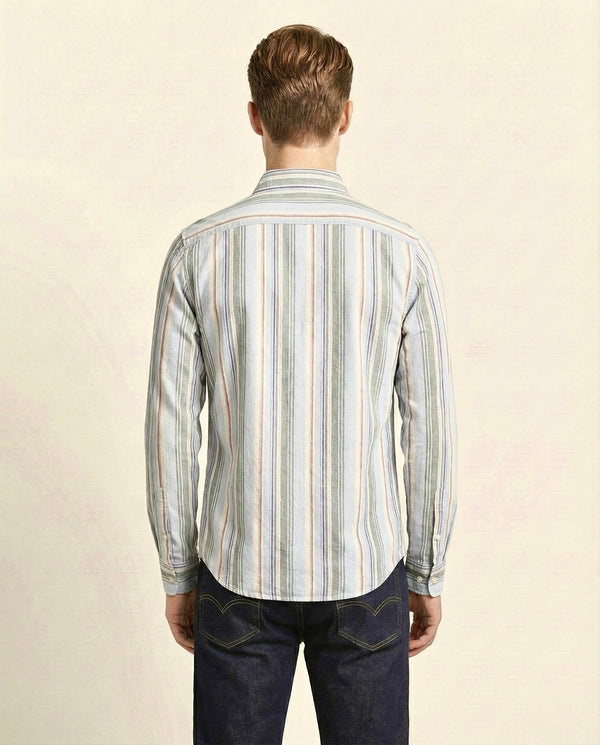 Green blue Striped Cotton Shirt