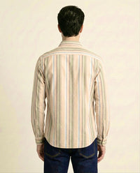 Orange Blue Striped Cotton Shirt
