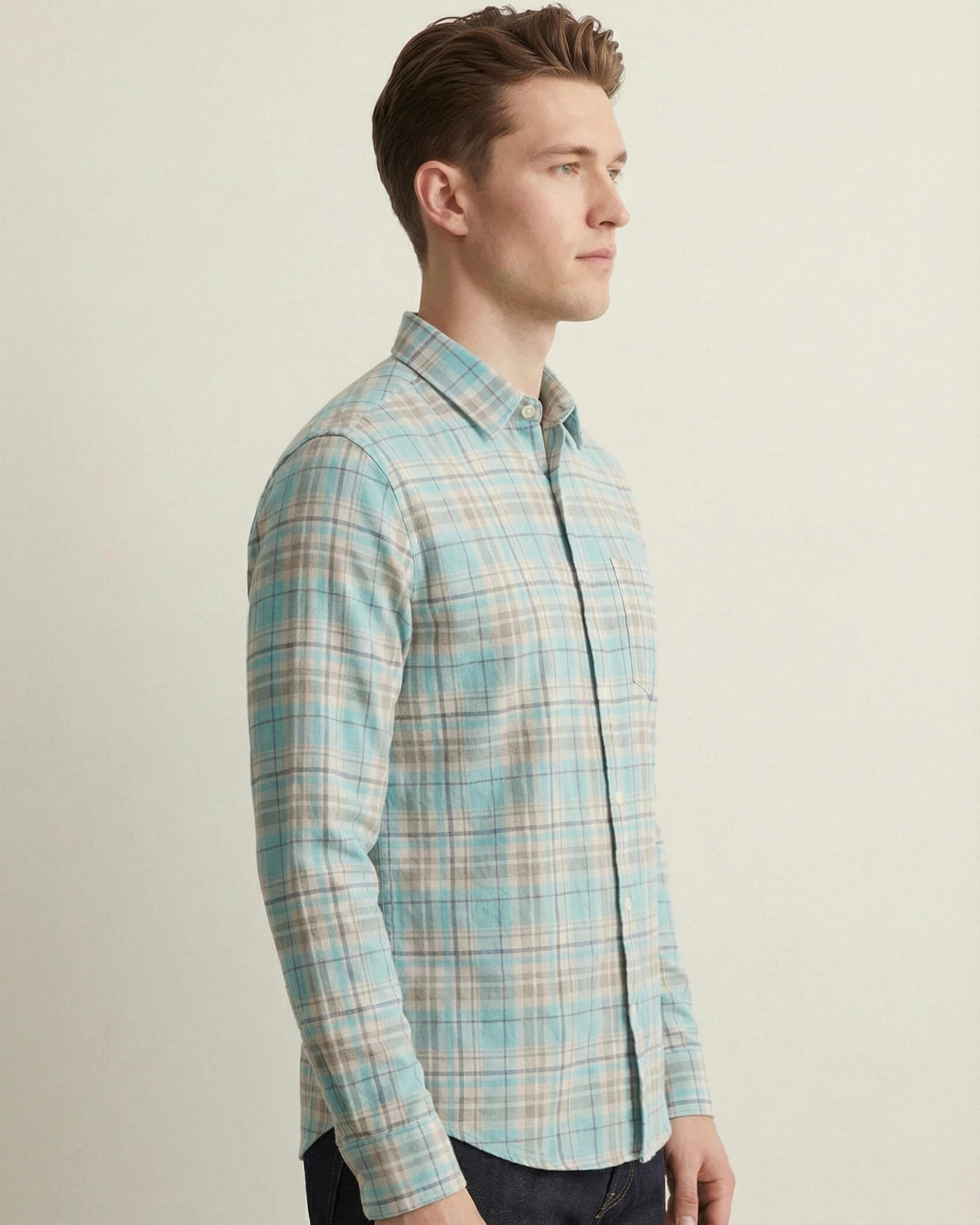 Blue White Checkered Cotton Shirt
