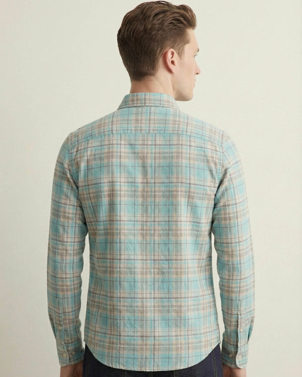 Blue White Checkered Cotton Shirt