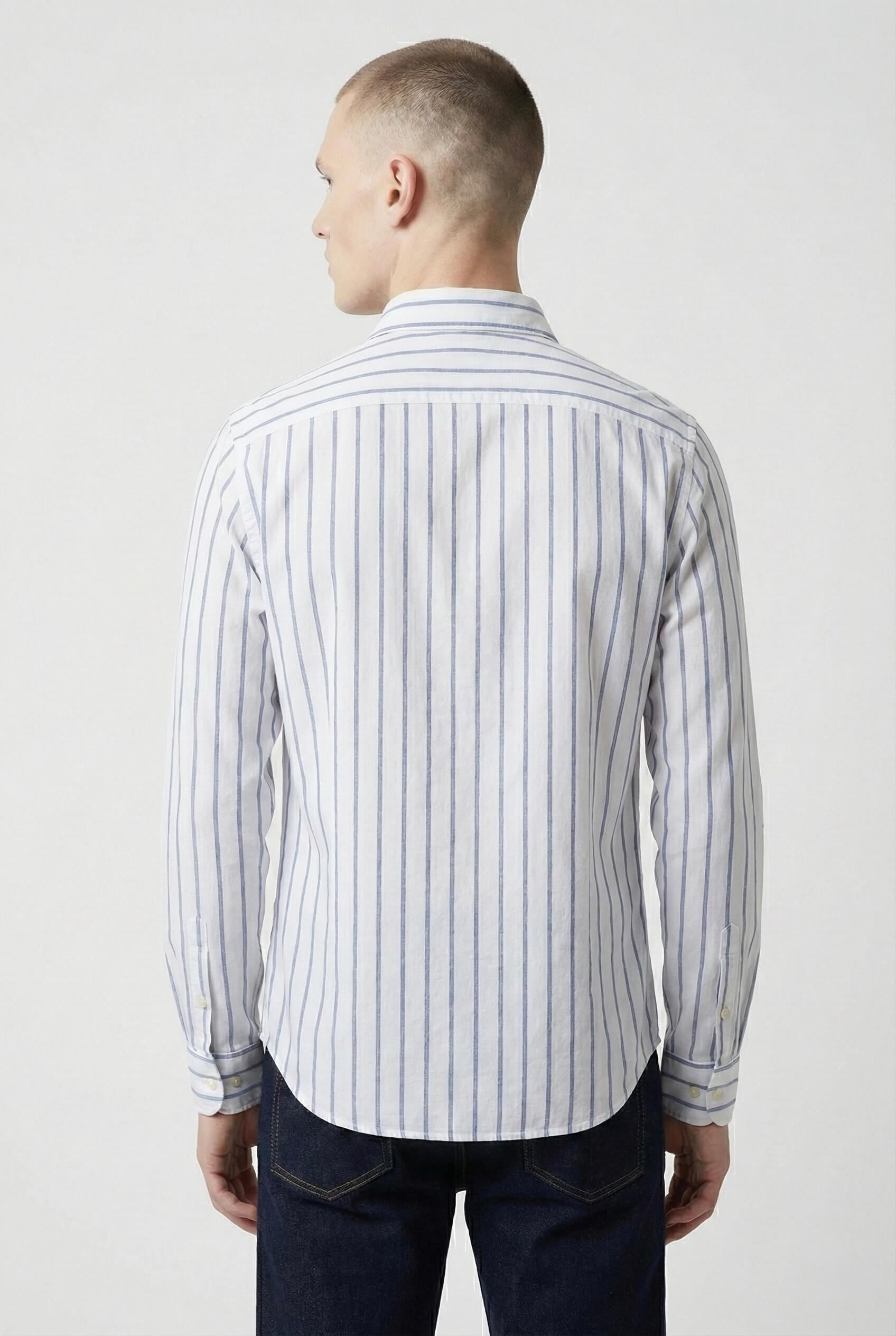 White Oxford Striped Cotton Shirt