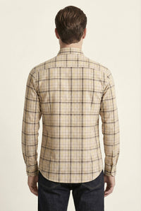 Yellow Tan Checkered Cotton Shirt