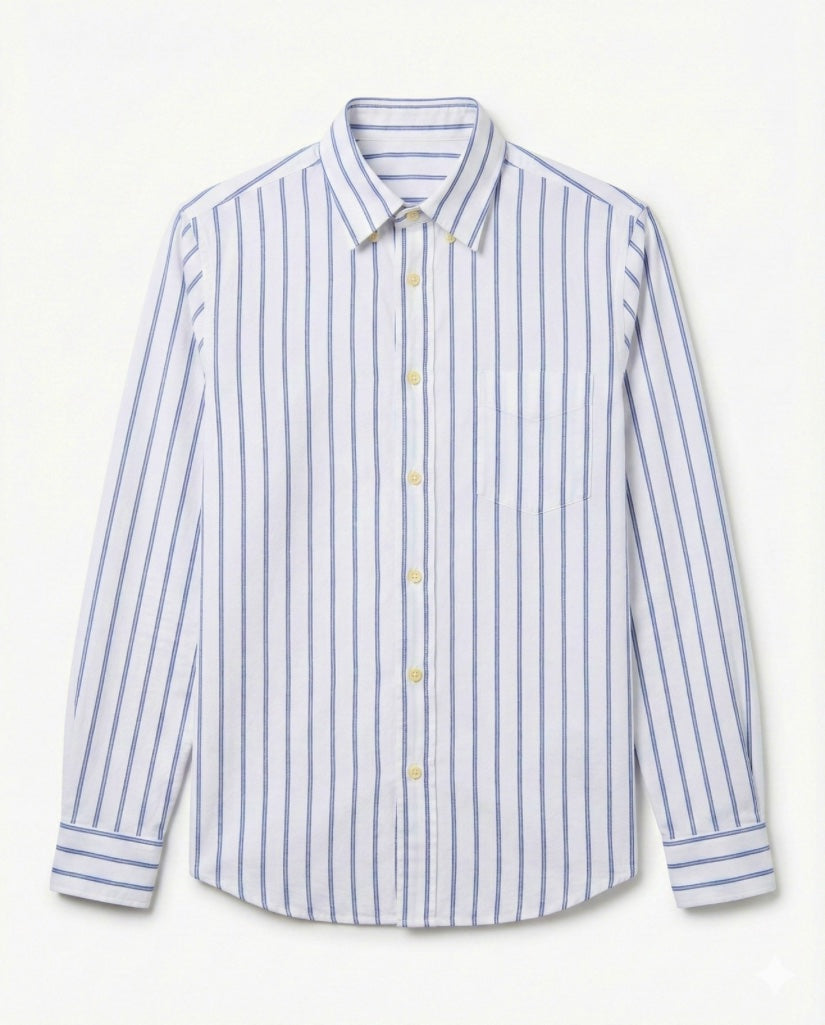 White Oxford Striped Cotton Shirt