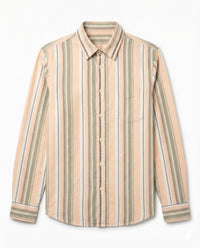 Orange Blue Striped Cotton Shirt
