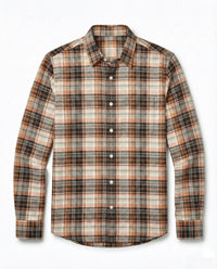 Orange Black Checkered Cotton Shirt