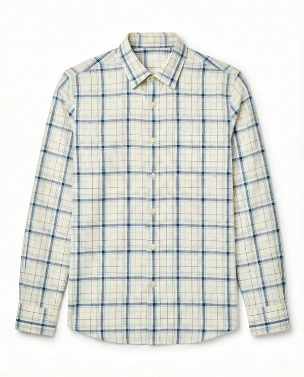 Green White Checkered Cotton Shirt