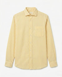 Yellow & White Striped Slim Cotton Shirt