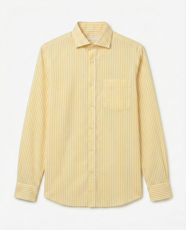 Yellow & White Striped Cotton Shirt