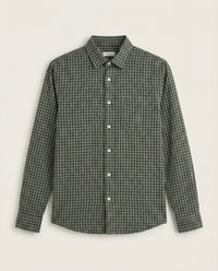 Green Checkered Linen Blend Shirt