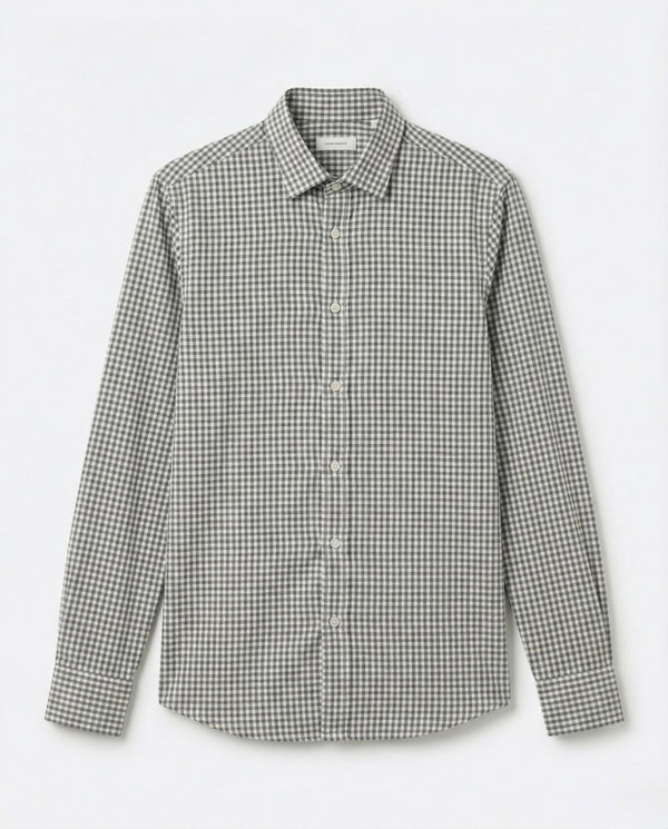 White Checkered Linen Blend Shirt