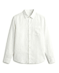 White Solid Linen Blend Shirt