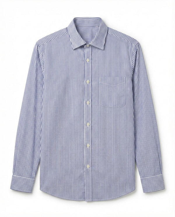 Blue & White Striped Cotton Shirt