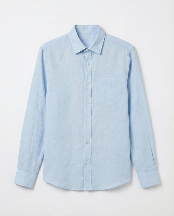 Light Blue Linen Blend Shirt