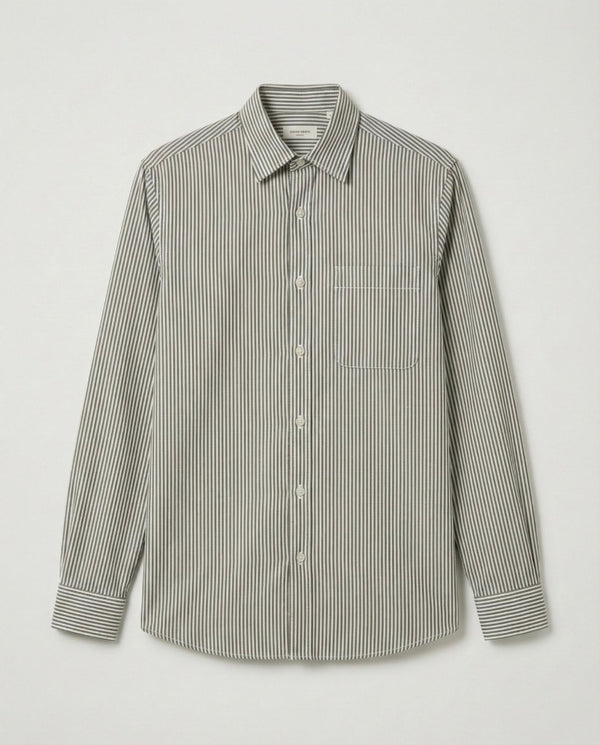 Black Fine Striped Cotton Shirt