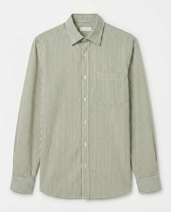 Green Striped Cotton Shirt