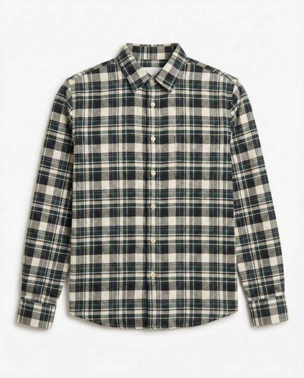 Green & Black Checkered Cotton Shirt