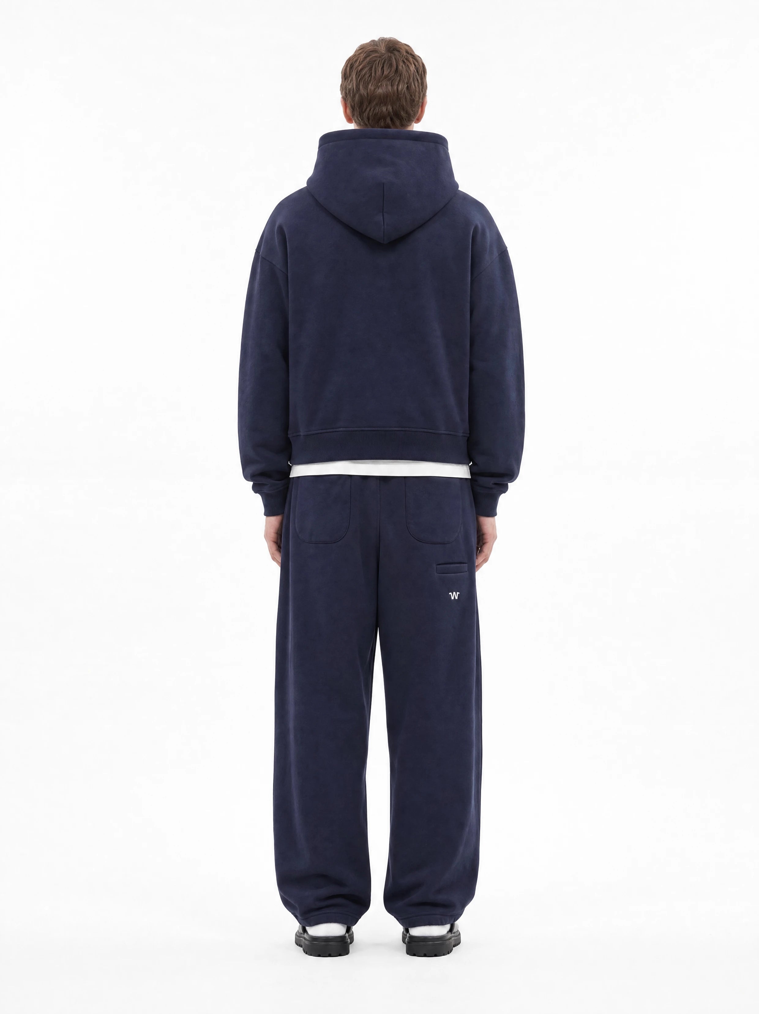 Navy Blue Baggy Cotton-rich sweatpants (Warft)