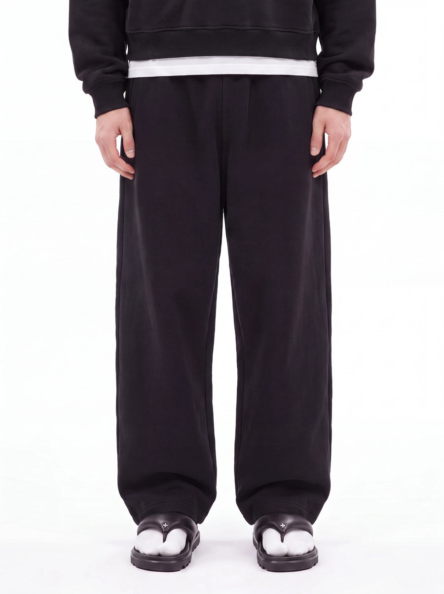Jet Black Baggy Cotton-rich sweatpants (Warft)